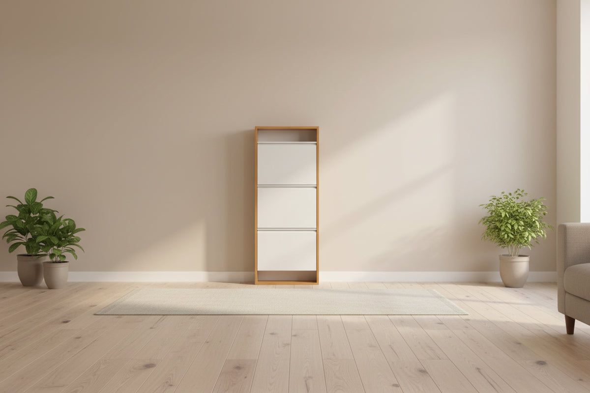 Modern Farmhouse Style Freestanding Shoe Storage Cabinet