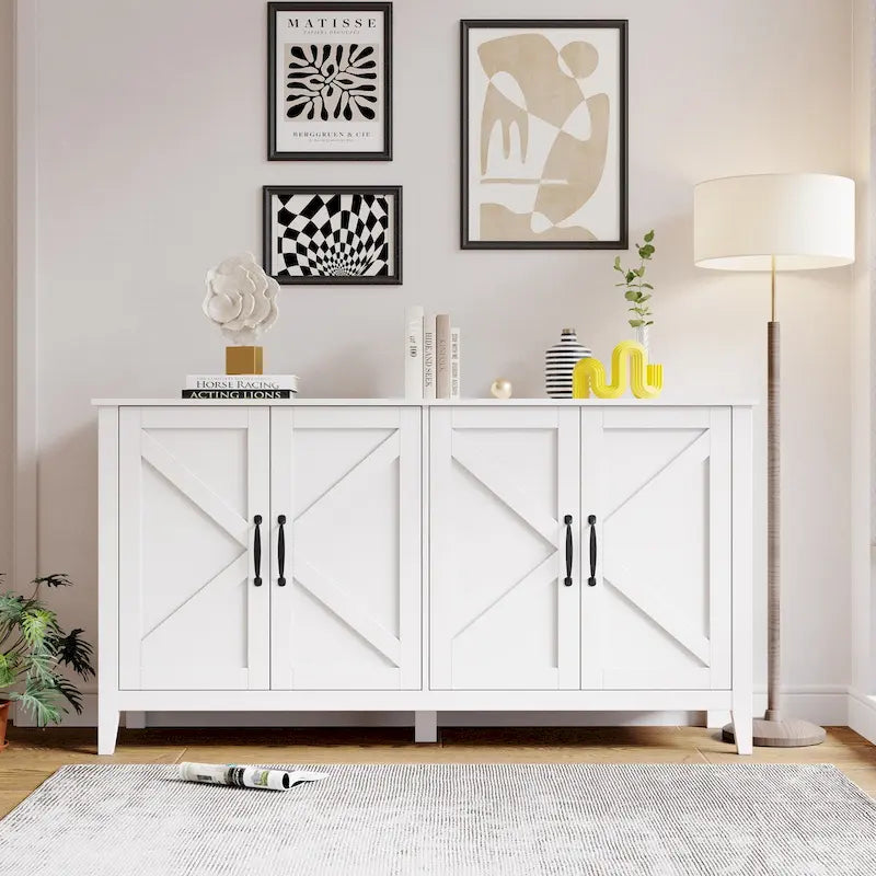 Storage Sideboard Cabinet with 4 Doors and 4 Shelgves