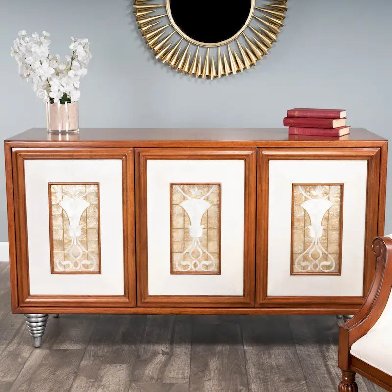 Leather & Capiz Shell Inlay Sideboard