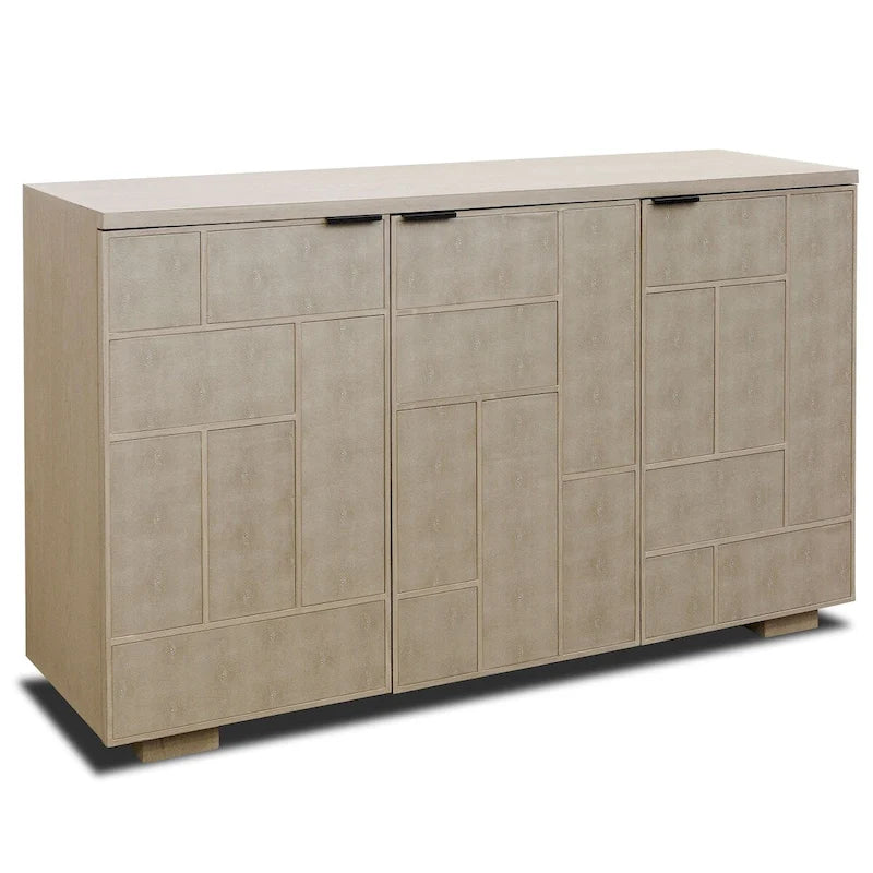 Credenza - Three Shagreen Finished Doors - Light Cream Finish