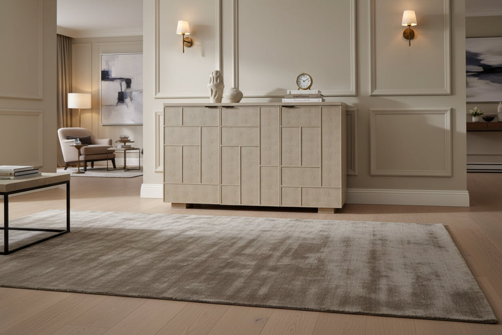 Adeline Credenza - Three Shagreen Finished Doors - Light Cream Finish
