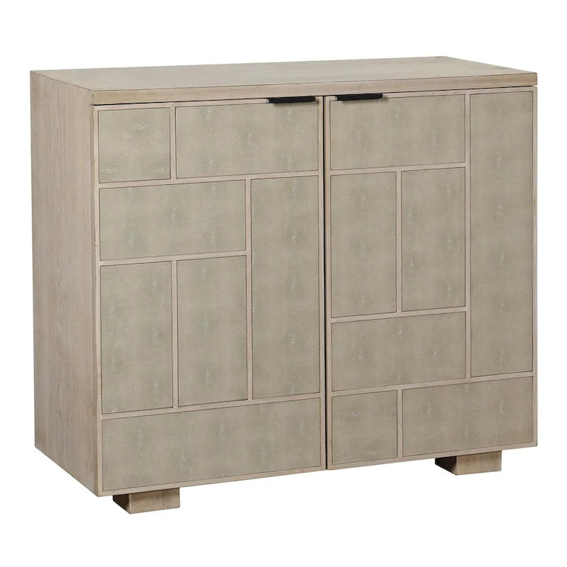 Cabinet - Two Shagreen Finished Doors - Light Cream Finish
