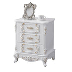 Traditional White Wood Carved 3-Drawer Nightstand