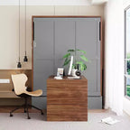 Full Size Murphy Bed, Wooden Full Cabinet Bed Wall Bed with Foldable Desk, Folding Wall Chest Bed for Guest Room Office