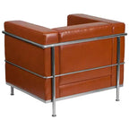Emma and Oliver Contemporary LeatherSoft Chair with Double Bar Encasing Frame