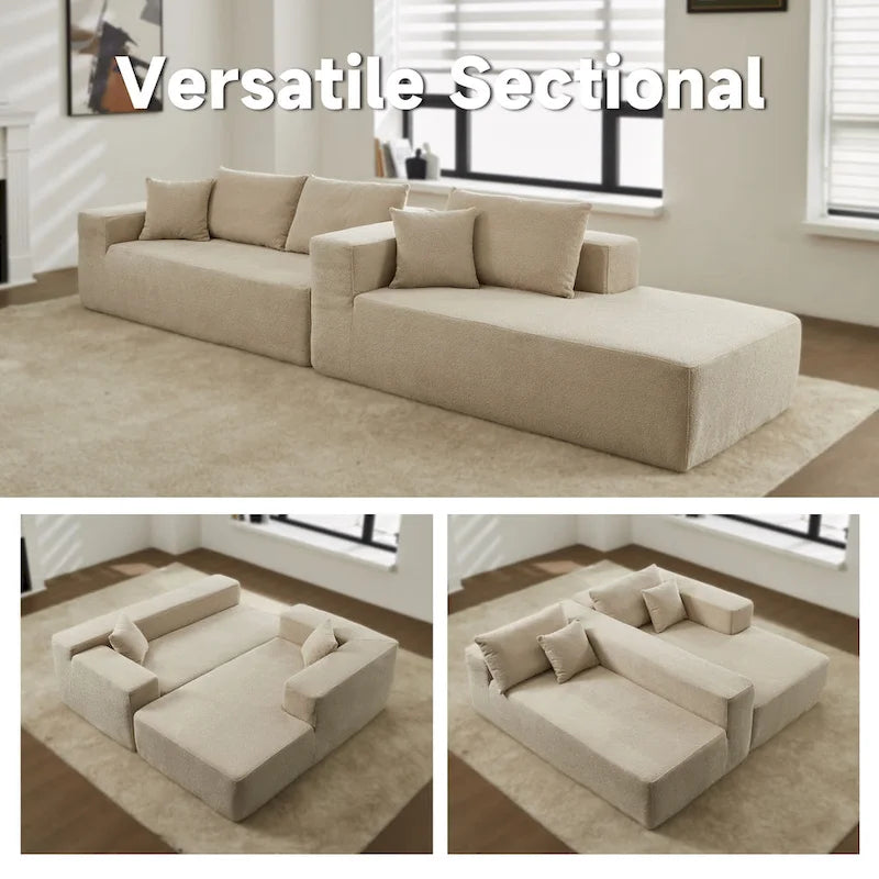 Modern Upholstery Chaise Sofa with Pillows for Living Room