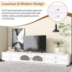 TV Stand for 95 TV, Extra Long Media Console with 2 Doors & 4 Drawers, Large TV Storage Cabinet Entertainment Center with Fluted Glass Doors