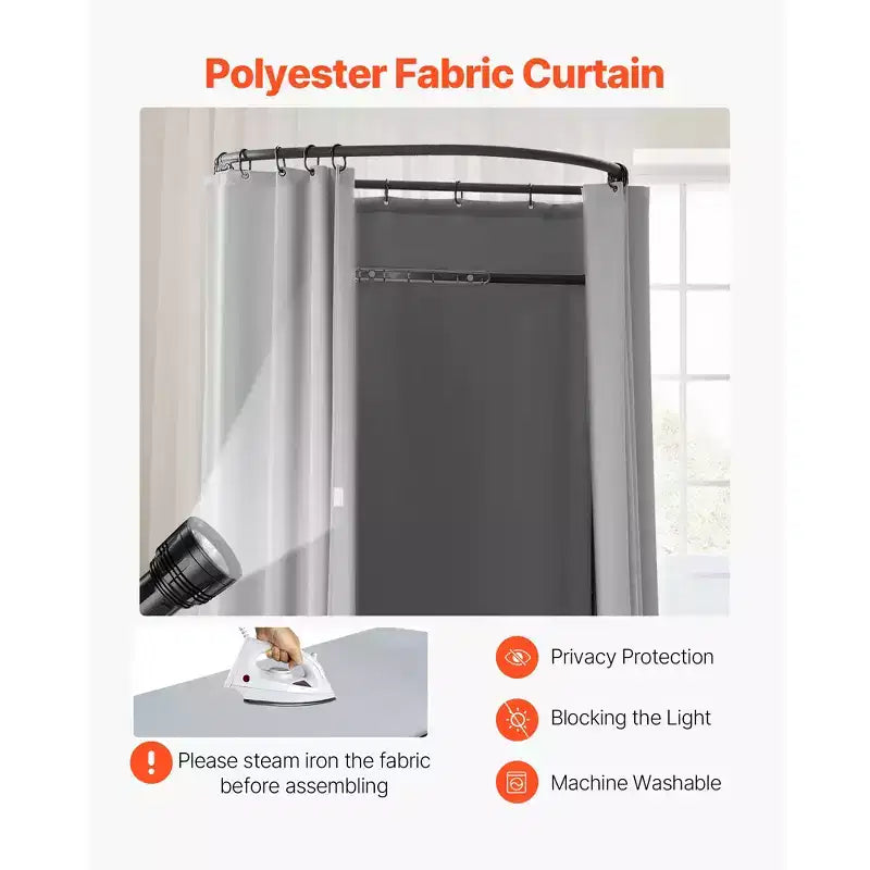 VEVOR Fitting Room, Dressing Room with Thick Polyester Curtains, Privacy Space with Shading Curtain and a Hook, 39 x 37 x 79 in, Gray
