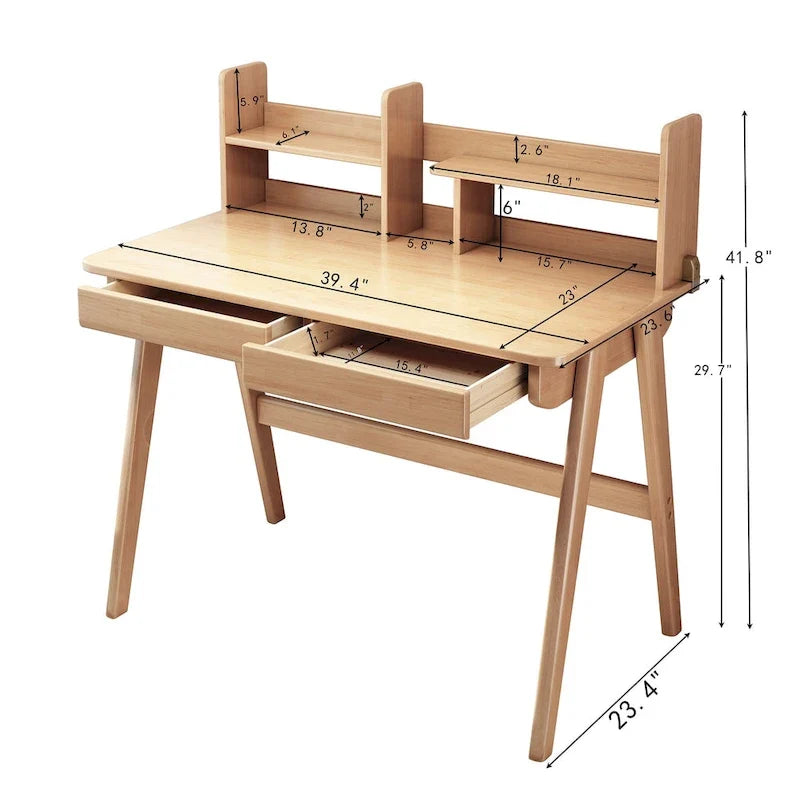 Kids Desk Kids Table Wood Computer Desk with Bookshelf - N/A