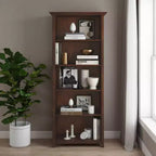 70 Five-Shelf Solid Wood Bookcase - Lacquered Pine, 4 Adjustable Shelves