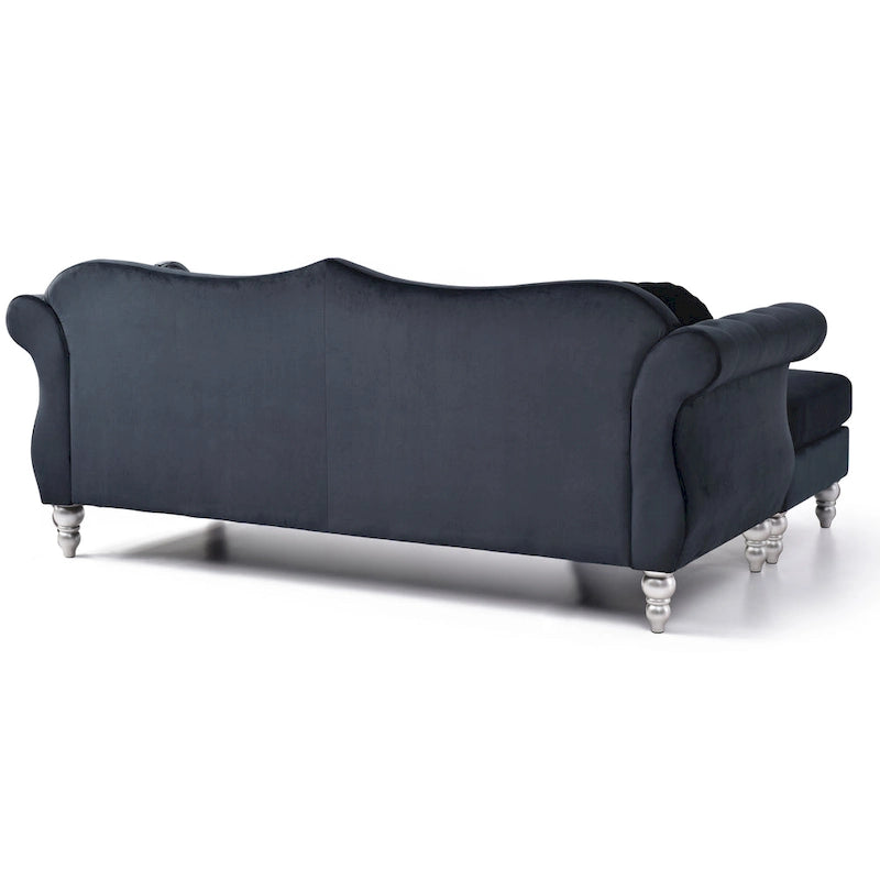 Hollywood Velvet Sofa with Reversible Chaise