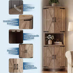 COZONY 65 Farmhouse Corner Cabinet with Doors and Adjustable Shelves, Tall Corner Pantry Storage Cabinet for Kitchen Living Room