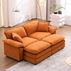 2-seater sofa with 2 cushions, 2 pillows and 2 ottomans, comfortable sofa - Living room deep sofa, modular sofa