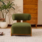 Modern Boucle Accent Chair with Rolled Backrest, Solid Wood Frame, Upholstered Accent Seating for Living Room, Bedroom, or Office