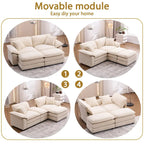 2-seater sofa with 2 cushions, 2 pillows and 2 ottomans, comfortable sofa - Living room deep sofa, modular sofa