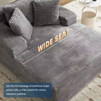 COZONY 49.2 Oversized Convertible Chaise Lounge, Corduroy Cloud Chair/Sofa Bed, 400 lb Capacity