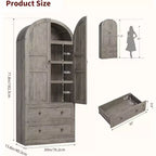 71 High Arched Bookcase, Wooden Arched Bookshelf With Doors and Drawers, Large Arched Display Bookcase With Storage, Suitable for Office Living Room