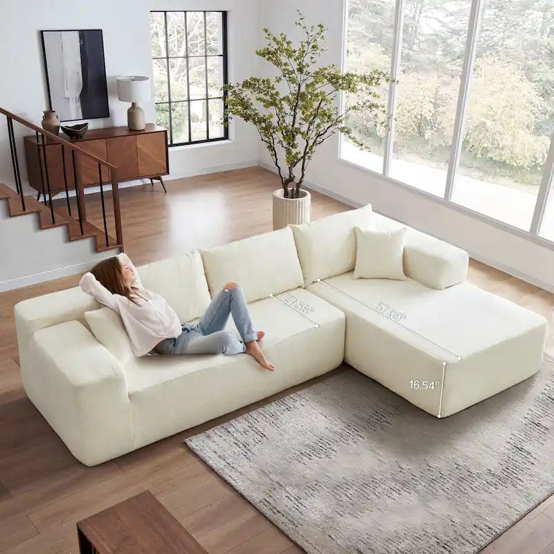Modern Upholstery Chaise Sofa with Pillows for Living Room