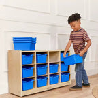 Cubby Mobile Tray Cabinet and 15 Scoop Front Bins, 3x4, Kids Furniture