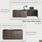 Home Office Expandable Desk with Drawer Dresser for Storage