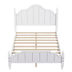 Vintage Queen Platform Bed Frame - Solid Pine, MDF Headboard, No Box Spring Needed