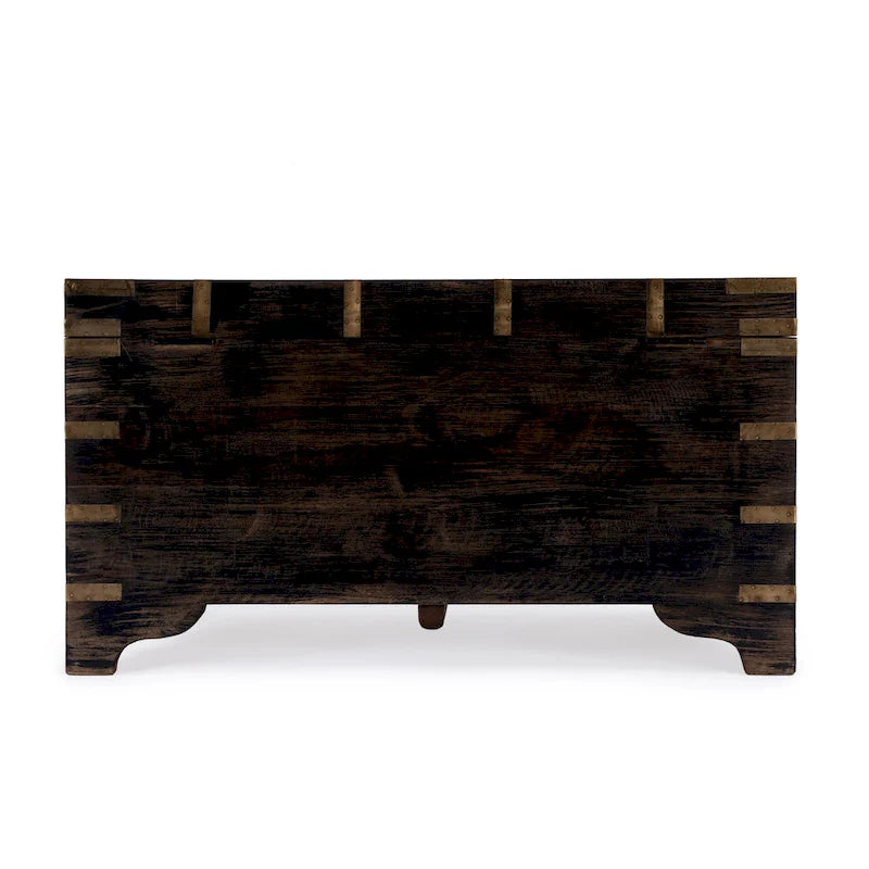 Nador Hand-Painted Brass Inlay Storage Trunk Coffee Table