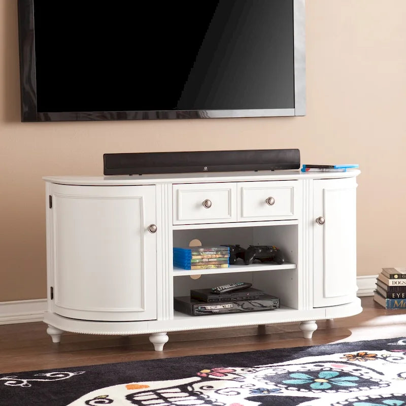 SEI Furniture Wells Modern Farmhouse White Media TV Stand for TVs up to 46