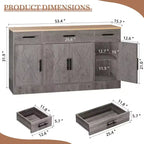 Celebalcony Buffet Cabinet with Storage,53.4 Large Kitchen Storage Cabinet with 3 Drawers & 4 Doors, Adjustable Shelf for Kitchen,Living Room
