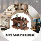 Closet Island with 6 Drawers, Glass Display Top & Open Shelves