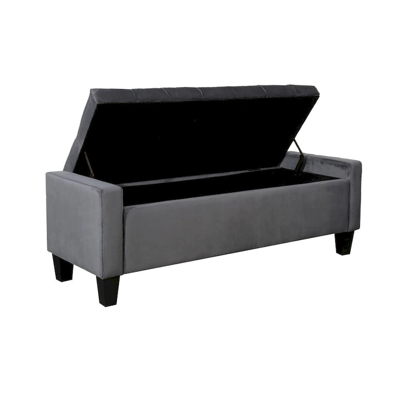 Velvet Button Tufted Flip Top Storage Bench