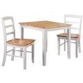 3pc Dining Table with 2 Ladderback Chairs White/Natural ¨C International Concepts: Solid Wood, Square, Non-Extension