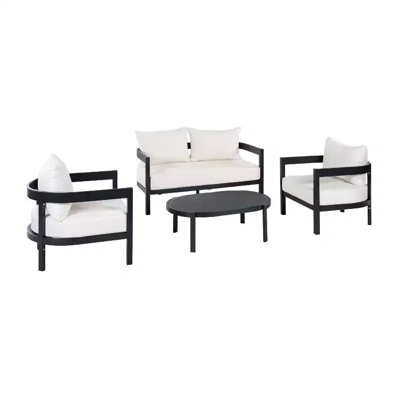 ModernLuxe 4/5pcs Outdoor Sofa Set Patio Conversation Furniture Set Seating Group with Coffee Table, Weather-Resistant Cushion&Rust-Resistant Frame