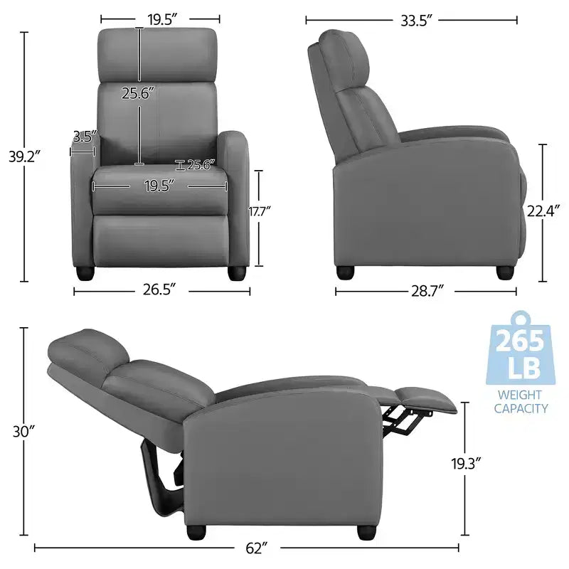Yaheetech Set of 2 Modern PU Leather Recliner Sofas for Living Room, Bedroom