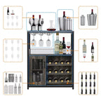 DobleePy Bar cabinets, wine cabinets, sideboards, adjustable shelves, suitable for small bar cabinets in kitchens and restaurants,Retro color