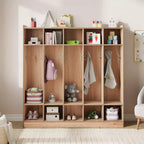 5-Section Classroom Coat Locker with 10 Cubbies, Cubby Storage Organizer with 10 Hooks for Home, School, Nursery, Kindergarten
