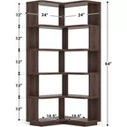 6-tier Corner Bookshelf, Space-saving Display Shelving Unit