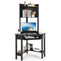 Corner Desk with Hutch Triangle Corner Computer Desk with Bookshelves