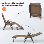 Pellebant 2PCS Adjustable Aluminum Patio Chaise Lounge Chair - N/A