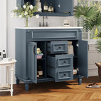 36 Modern Bathroom Vanity with Top Sink and Mirror Cabinet,2 Doors and 2 Drawers