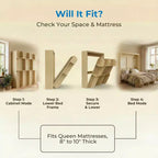 2-in-1 Invisible Murphy Bed with Shelf Storage, Queen Size, Natural Wood (Mattress Not Included)