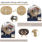 TREXM Farmhouse Round Extendable Dining Table with 16 Leaf Wood Kitchen Table
