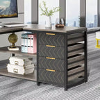 59 Reversible L-Shaped Corner Desk with Storage Drawers, Gray
