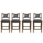 Christopher Knight Home Natalie Modern Rubberwood Upholstered Counter Stools with Woven Rope Backrest (Set of 4)