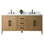 Vanity Art 72 Double Sink Bathroom Vanity Cabinet with Engineered Marble Top