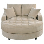 Chenille Chaise Lounge Sofa Bed, Upholstered Sofa Couch with Tufted Backrest and 2 Detachable Pillows for Living Room