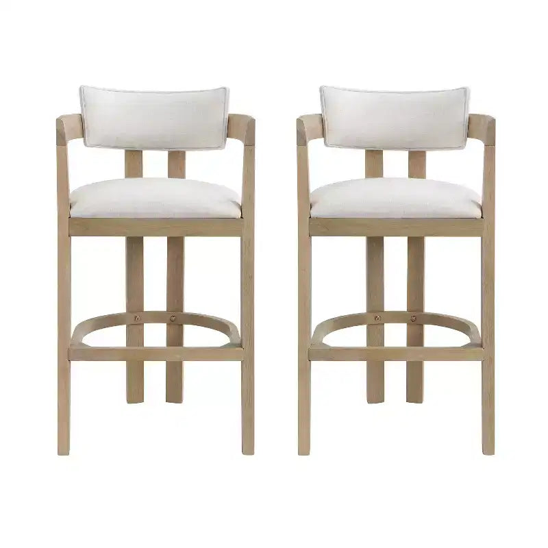 Christopher Knight Home Peyton Rubberwood Upholstered Bar Stool with Curved Open Back (Set of 2)