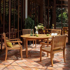 Sonoma Lane Rockport Teak Wood Outdoor Dining Chair Beige - Weather-Resistant with Foam Cushion