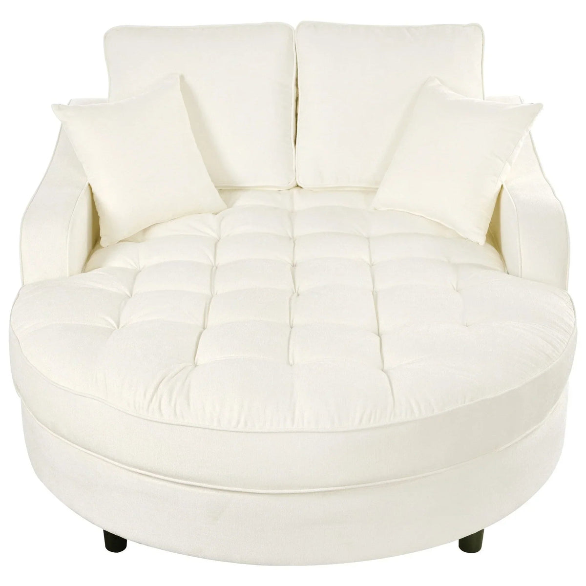 Chenille Chaise Lounge Sofa Bed, Upholstered Sofa Couch with Tufted Backrest and 2 Detachable Pillows for Living Room