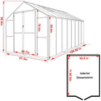 VEIKOUS Aluminum Walk-In Garden Greenhouse Kit with Adjustable Roof Vent and Lockable Door Grey