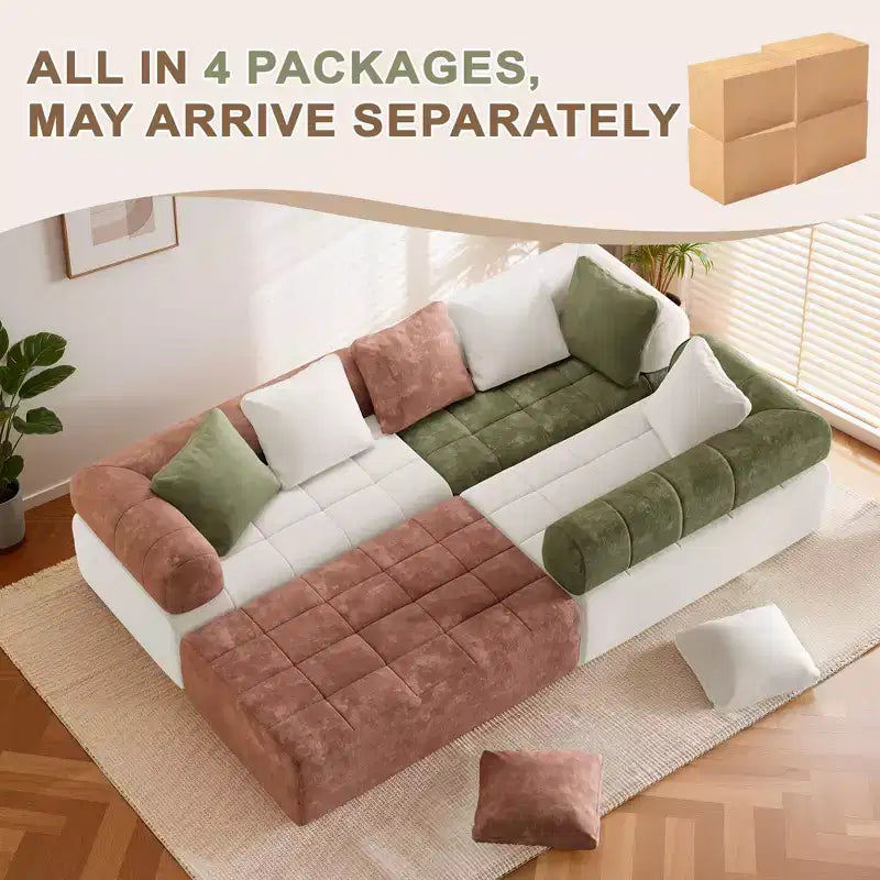 110.23 in. W Colorblock Modular 4-Seater Chenille Sofa with Curved Armrests